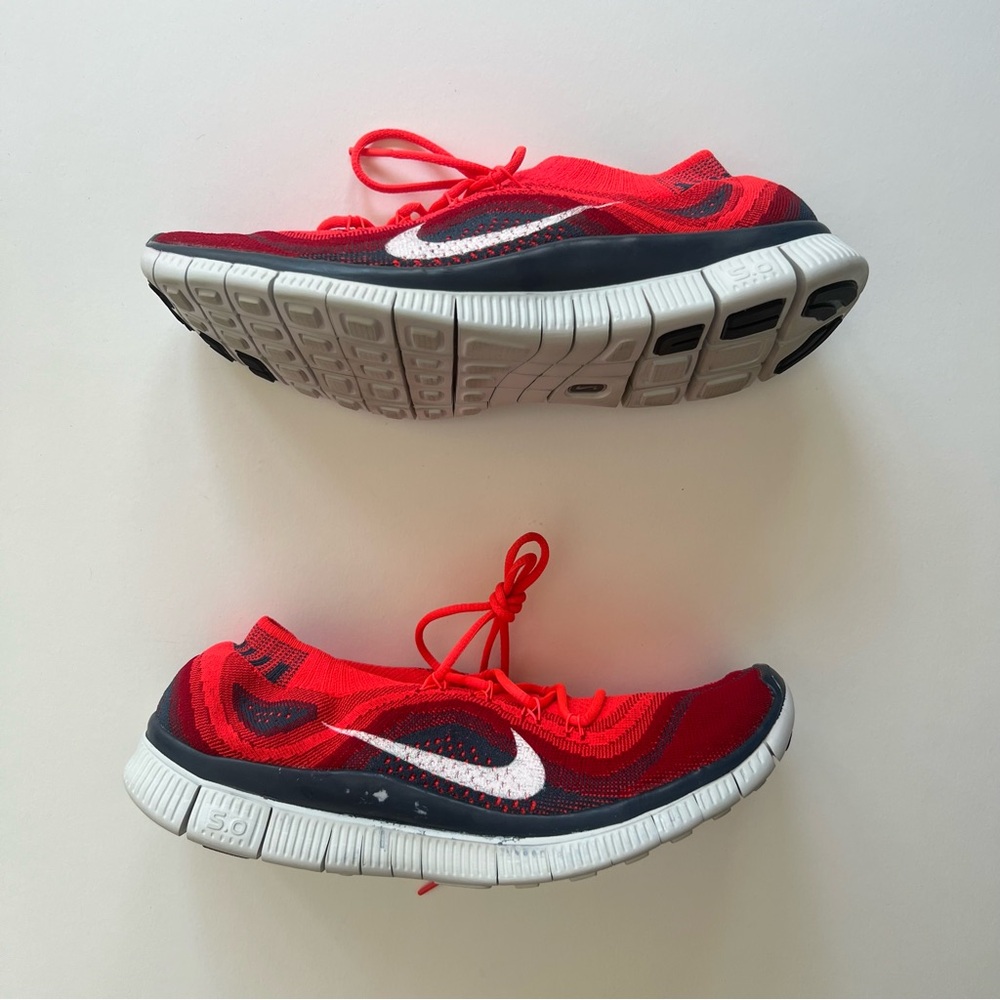 Nike Free Flyknit 5.0 size 9 Bright Crimson 615805 616